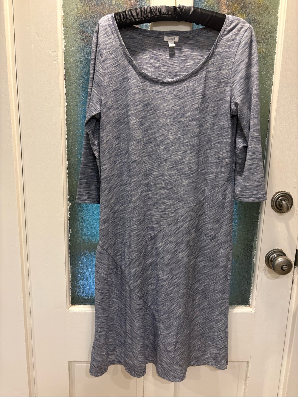 J. Jill S Casual Blue Heather 💯 % Cotton Scoop Neck Women's Dress